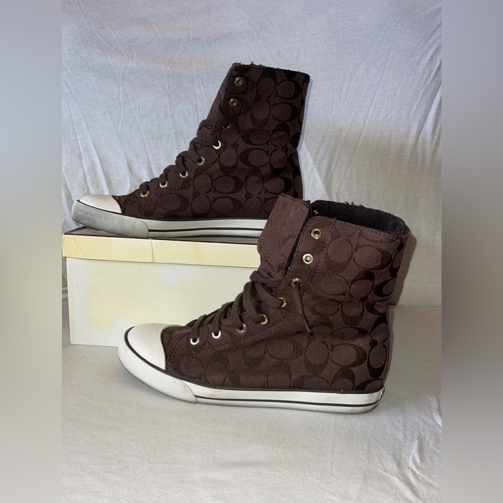 Coach Classic Canvas High Top Tennis Shoes - Picture 2 of 8
